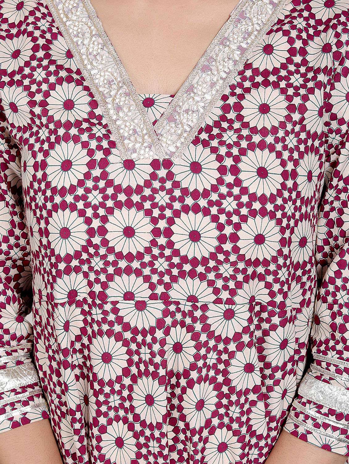 women printed three quarter sleeve anarkali kurta - 22285548 -  Standard Image - 4