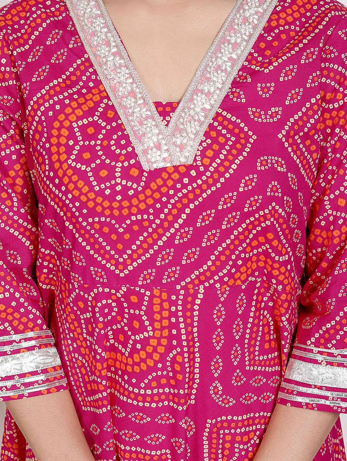 women printed three quarter sleeve anarkali kurta - 22285549 -  Standard Image - 4