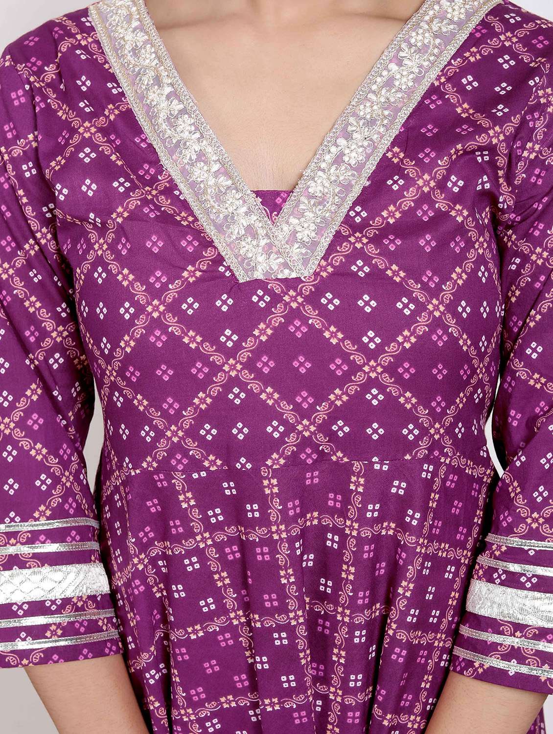 women printed three quarter sleeve anarkali kurta - 22285550 -  Standard Image - 4