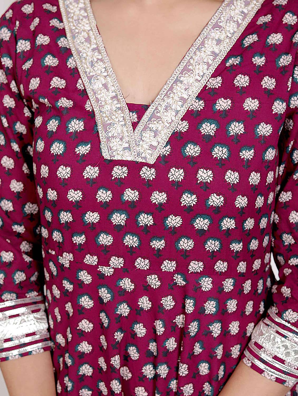 women printed three quarter sleeve anarkali kurta - 22285551 -  Standard Image - 4