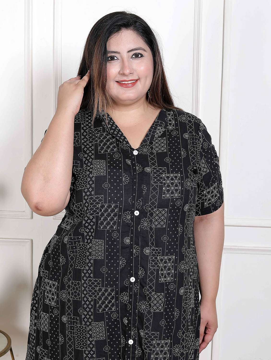 women plus size printed short sleeve a-liine kurta - 22285552 -  Standard Image - 4