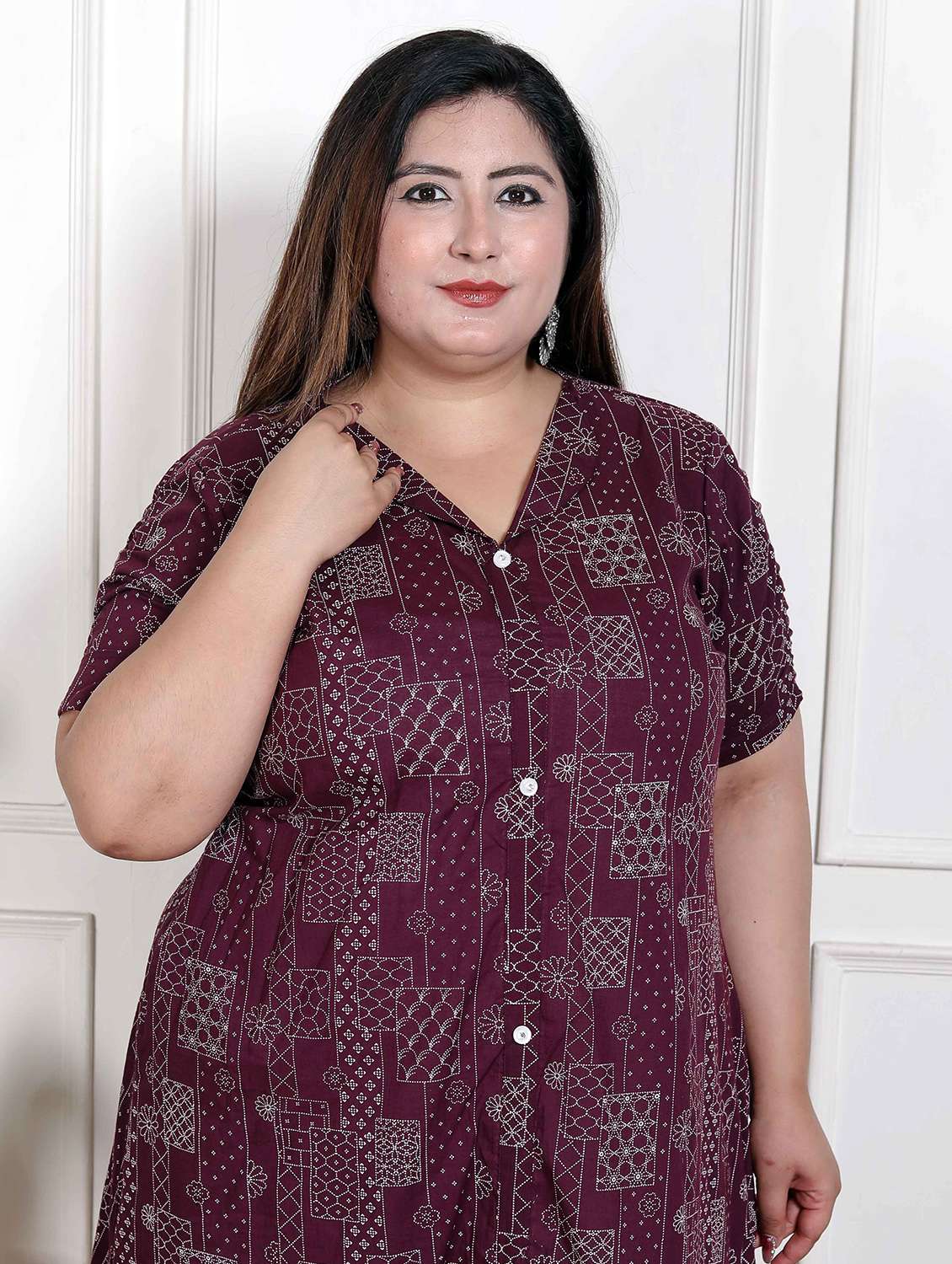 women plus size printed short sleeve a-liine kurta - 22285554 -  Standard Image - 4
