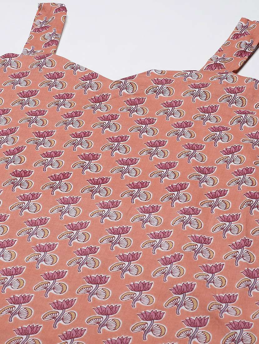 women floral shoulder strap straight kurta - 22285557 -  Standard Image - 4