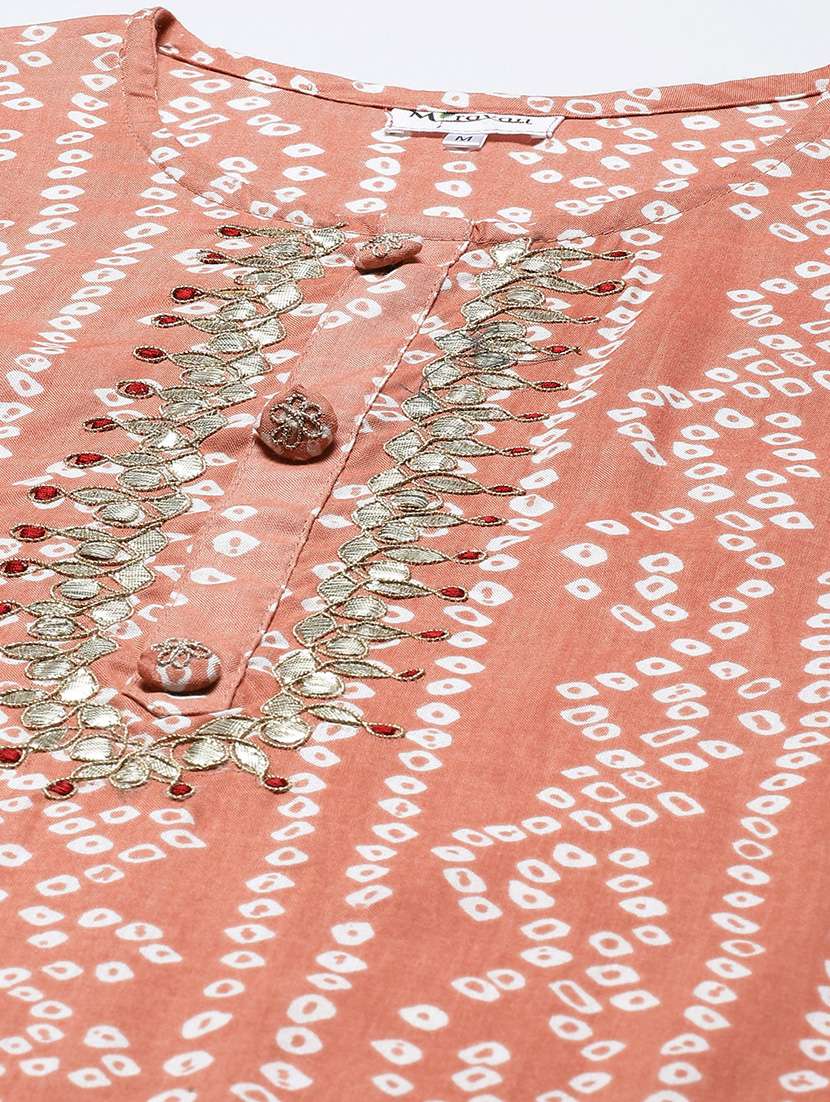 women printed three quarter sleeve straight kurta - 22285563 -  Standard Image - 4