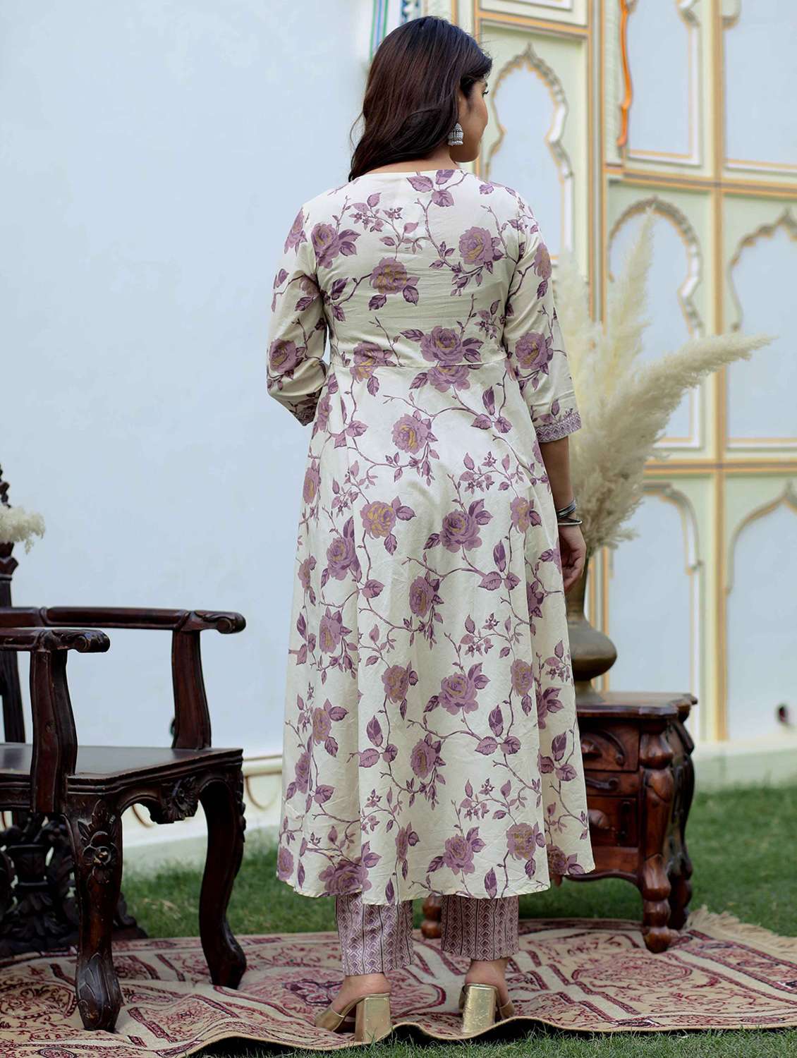 women printed three quarter sleeve kurta pant with dupatta set - 22285566 -  Standard Image - 4