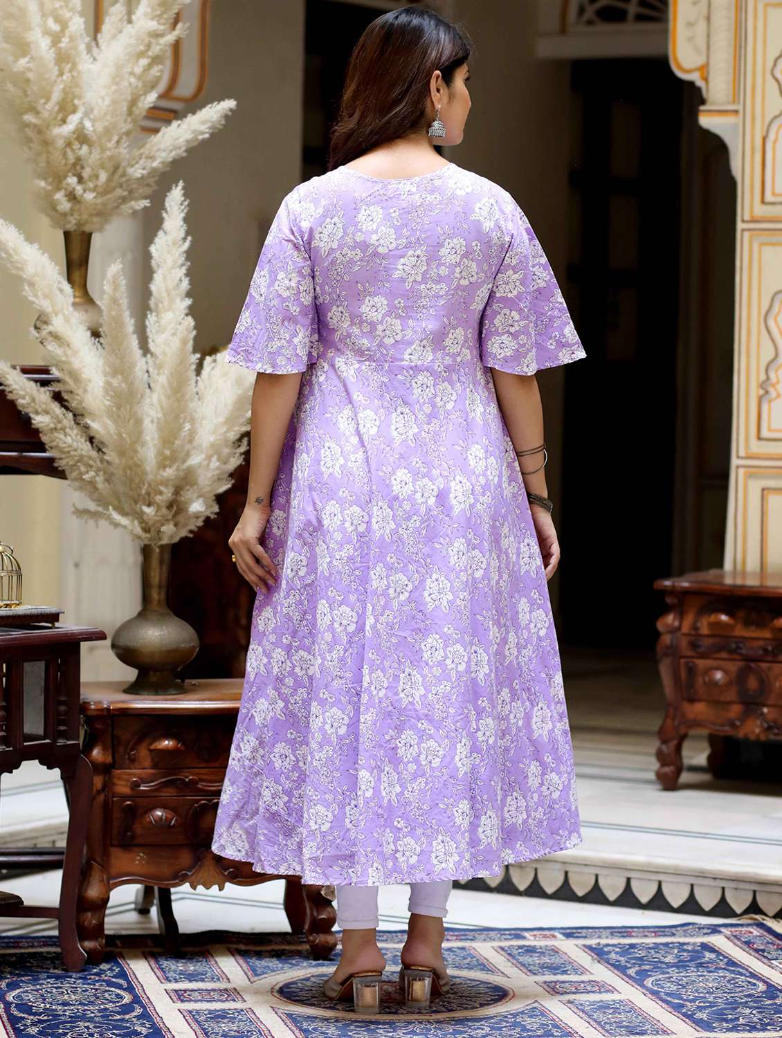 women floral short sleeve kurta with dupatta set - 22285614 -  Standard Image - 4