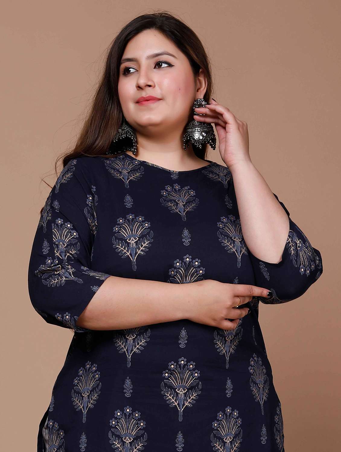 women plus size printed three quarter sleeve kurta sharara set - 22285644 -  Standard Image - 4