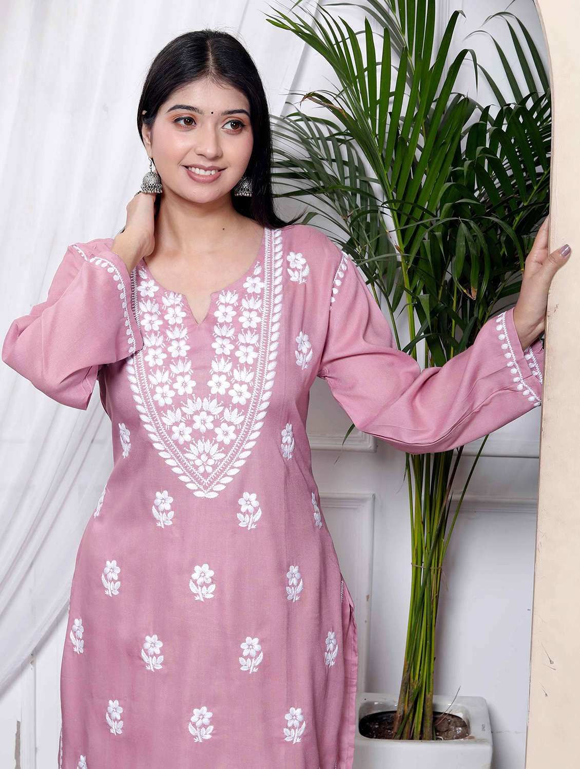 women solid with work long sleeve kurta pant set - 22285692 -  Standard Image - 4