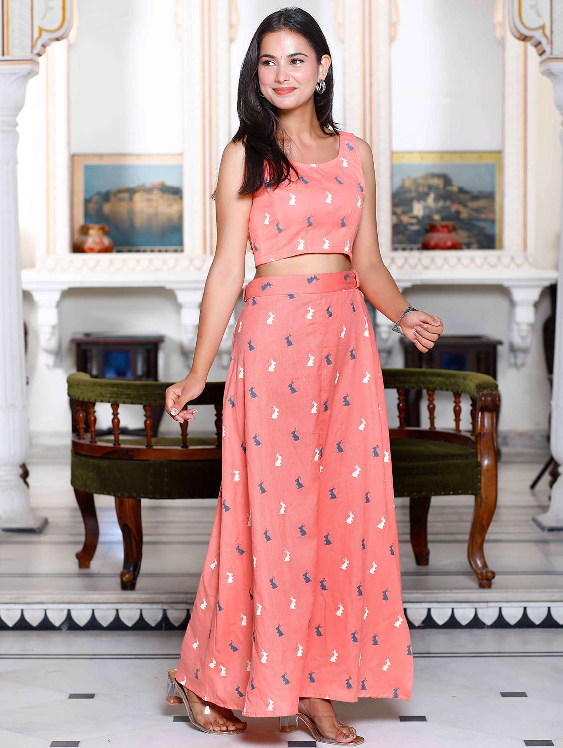 women printed top and skirt co-ord set - 22285705 -  Standard Image - 1