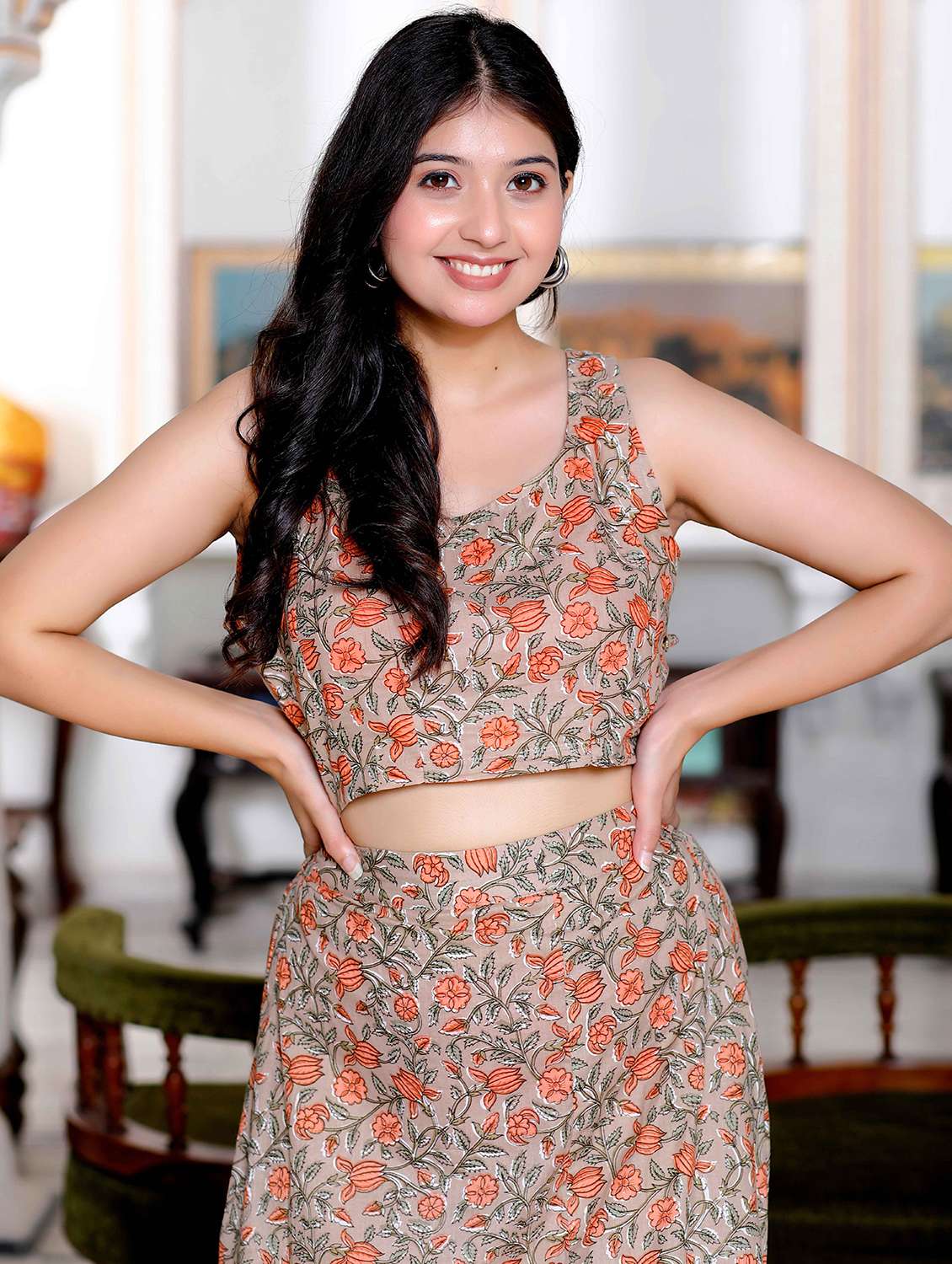 women printed top and skirt co-ord set - 22285707 -  Standard Image - 4