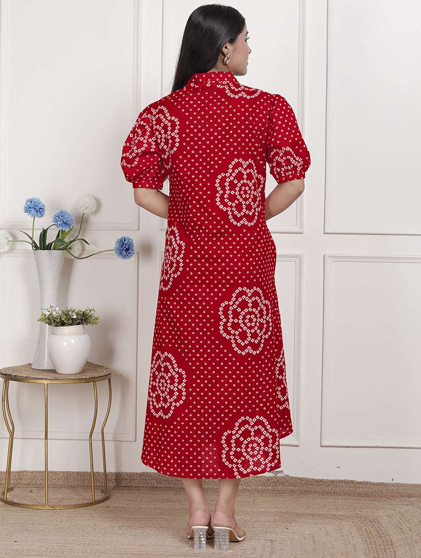 women printed puff sleeve a-line dress - 22285721 -  Standard Image - 4