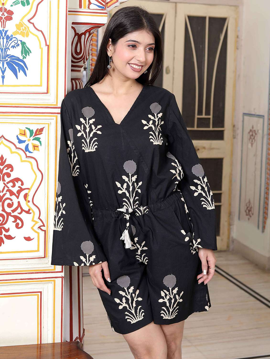 women floral print bell sleeve romper - 22285737 -  Standard Image - 4