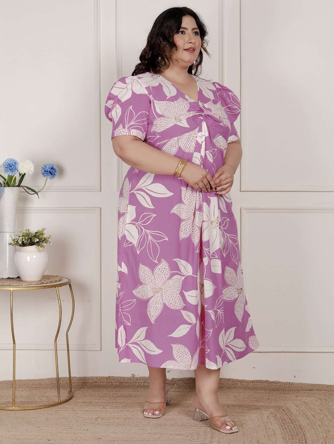 women plus size floral print puff sleeve dress - 22285742 -  Standard Image - 1