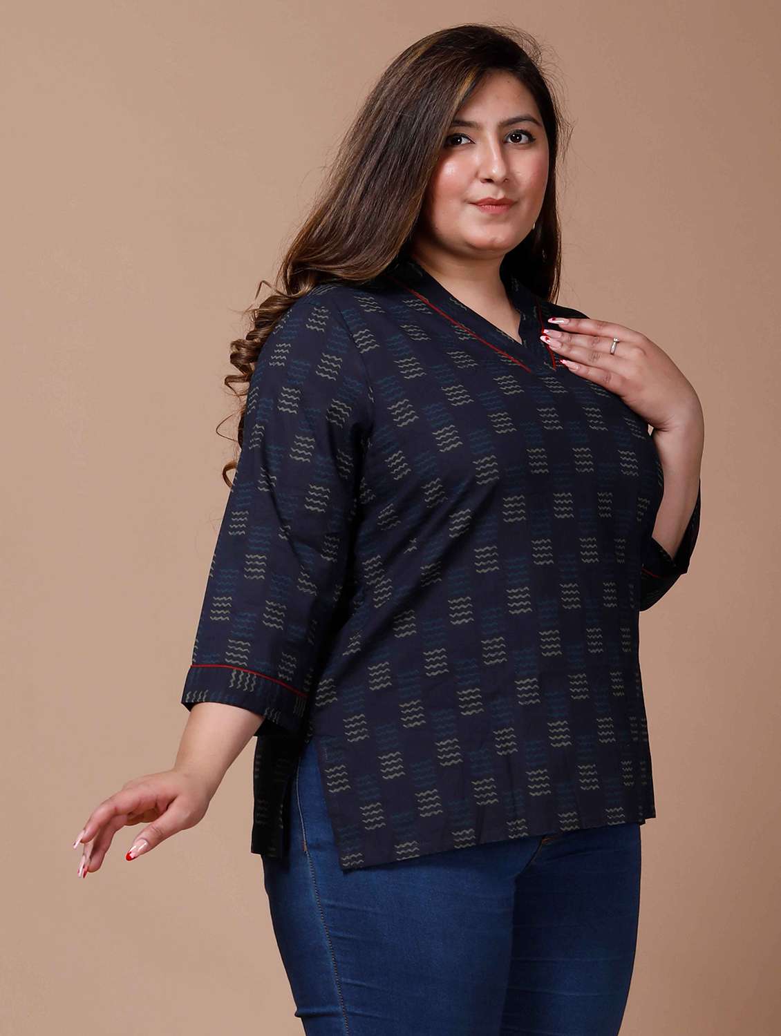 women printed three quarter sleeve straight kurti - 22285747 -  Standard Image - 1