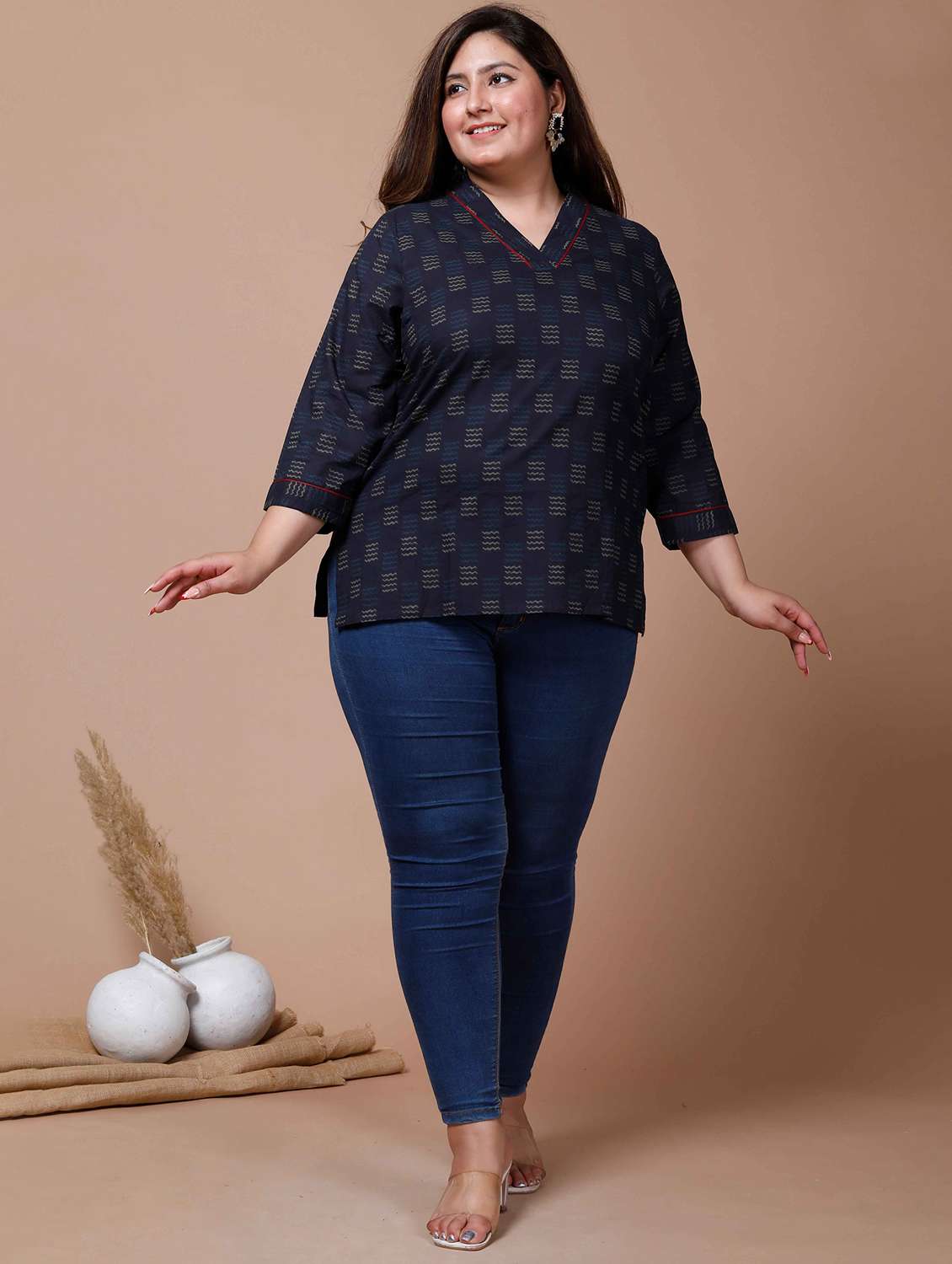 women printed three quarter sleeve straight kurti - 22285747 -  Standard Image - 4