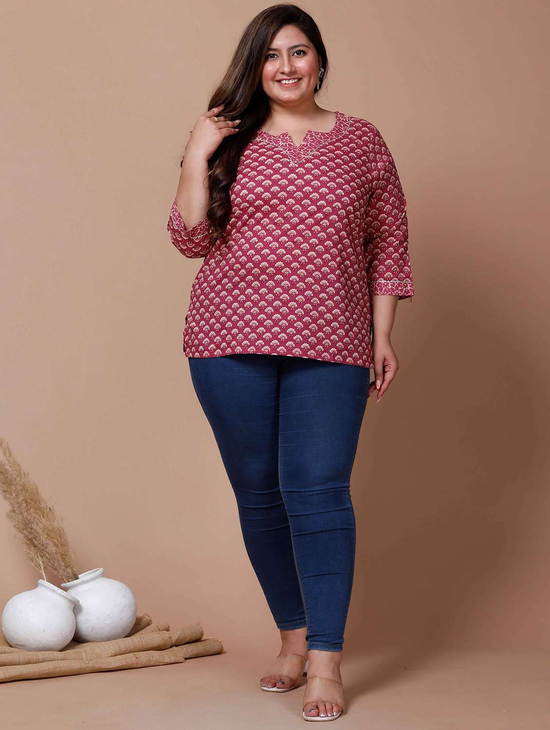 women printed three quarter sleeve straight kurti - 22285748 -  Standard Image - 4