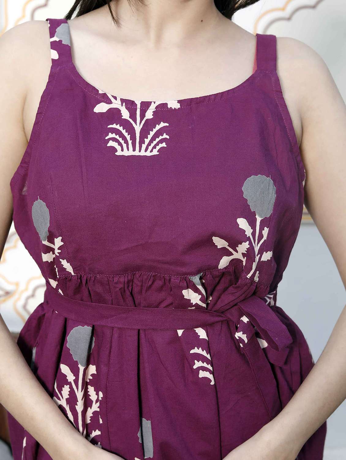 women printed shoulder strap peplum top - 22285764 -  Standard Image - 4