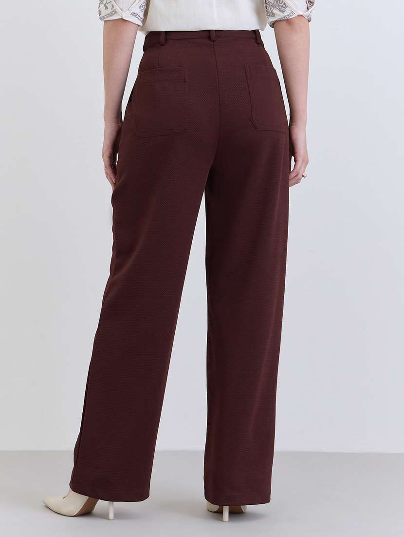 women solid high rise straight trouser - 22285777 -  Standard Image - 1