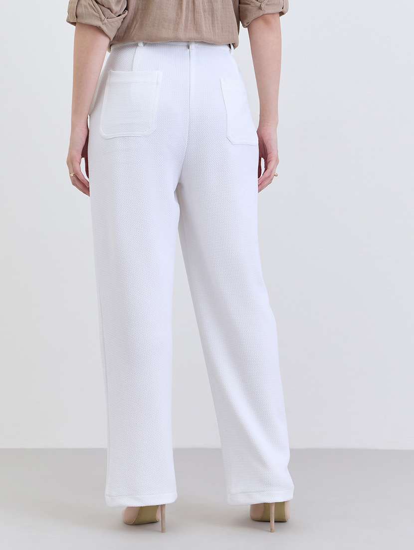 women solid high rise straight trouser - 22285778 -  Standard Image - 1