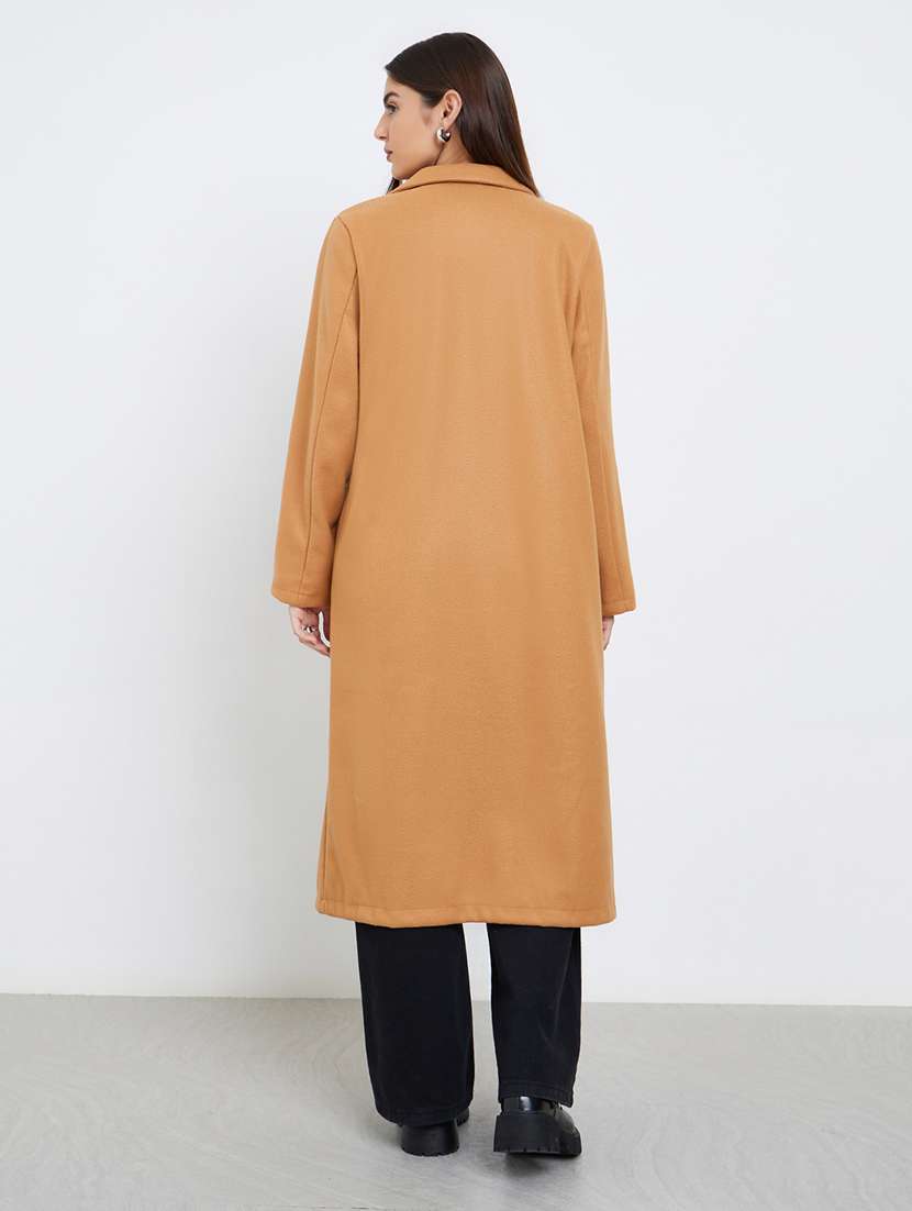women solid long sleeve trench coat - 22285782 -  Standard Image - 1