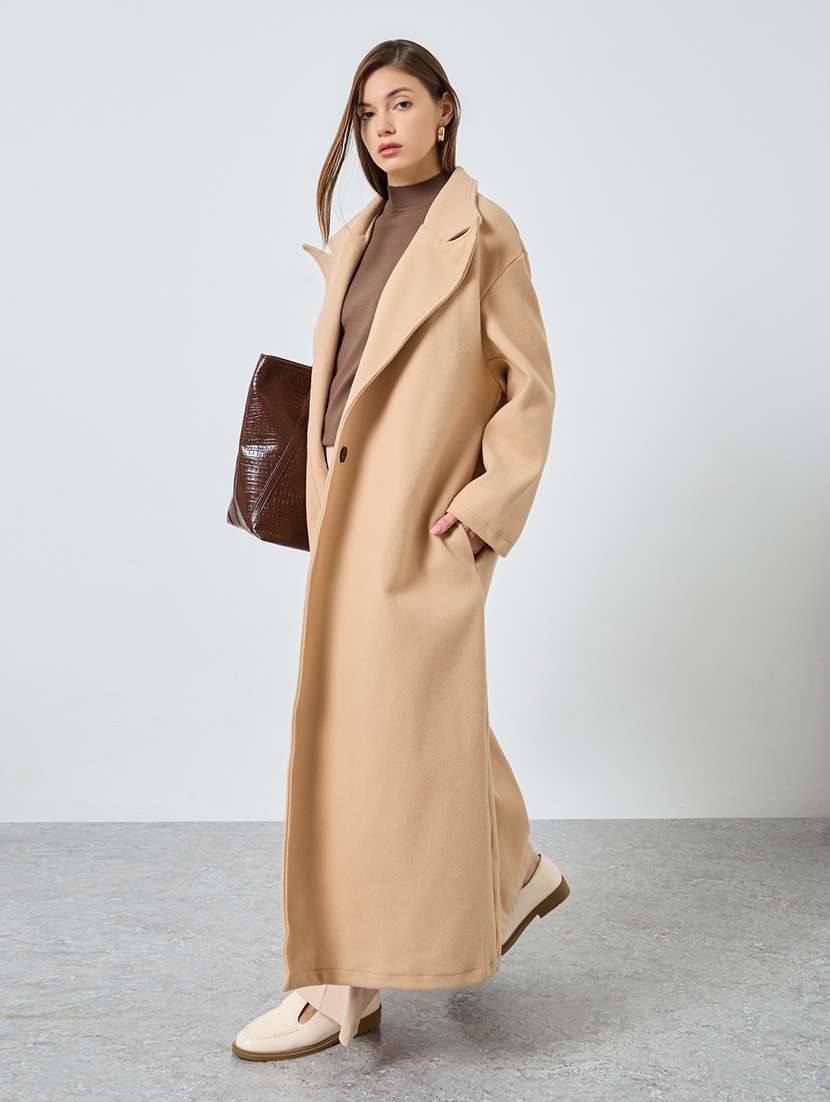 women solid long sleeve trench coat - 22285793 -  Standard Image - 1