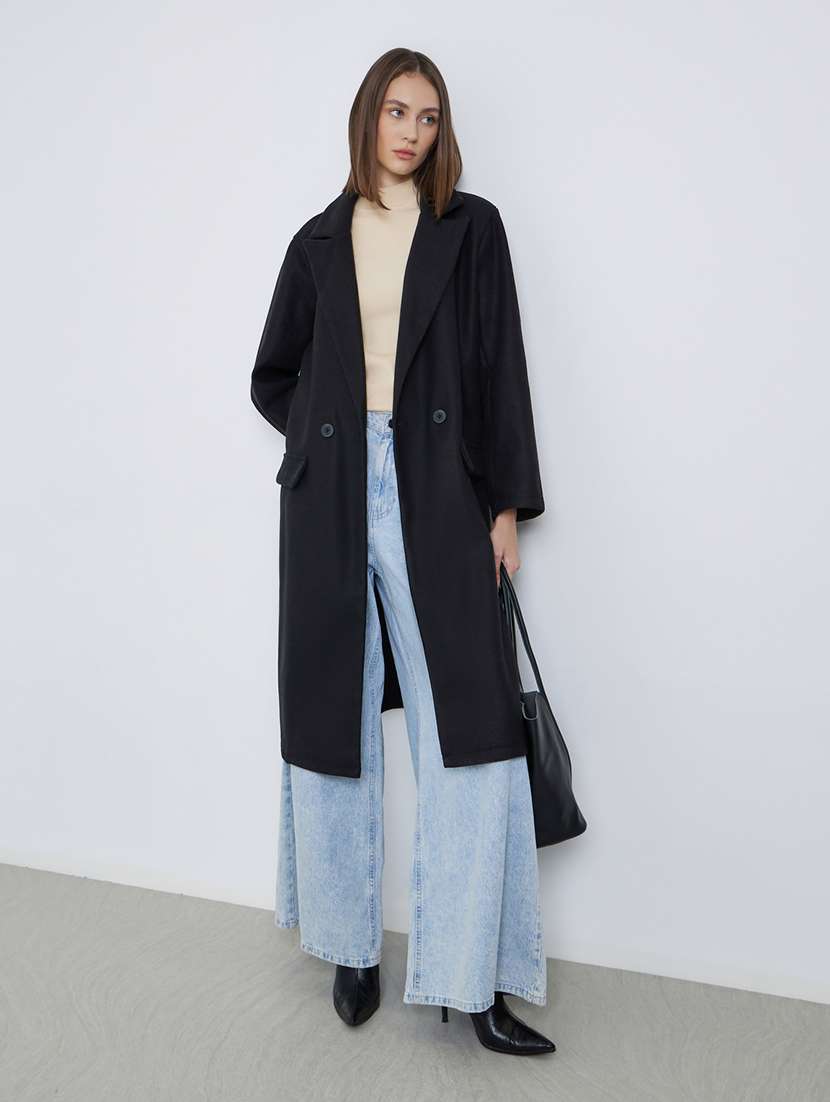 women solid long sleeve trench coat - 22285794 -  Standard Image - 1