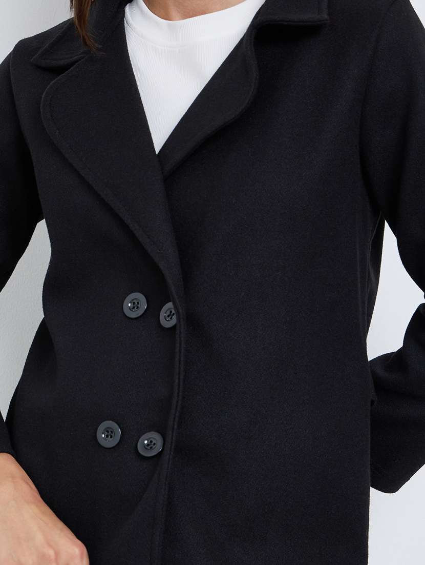 women solid long sleeve trench coat - 22285802 -  Standard Image - 4