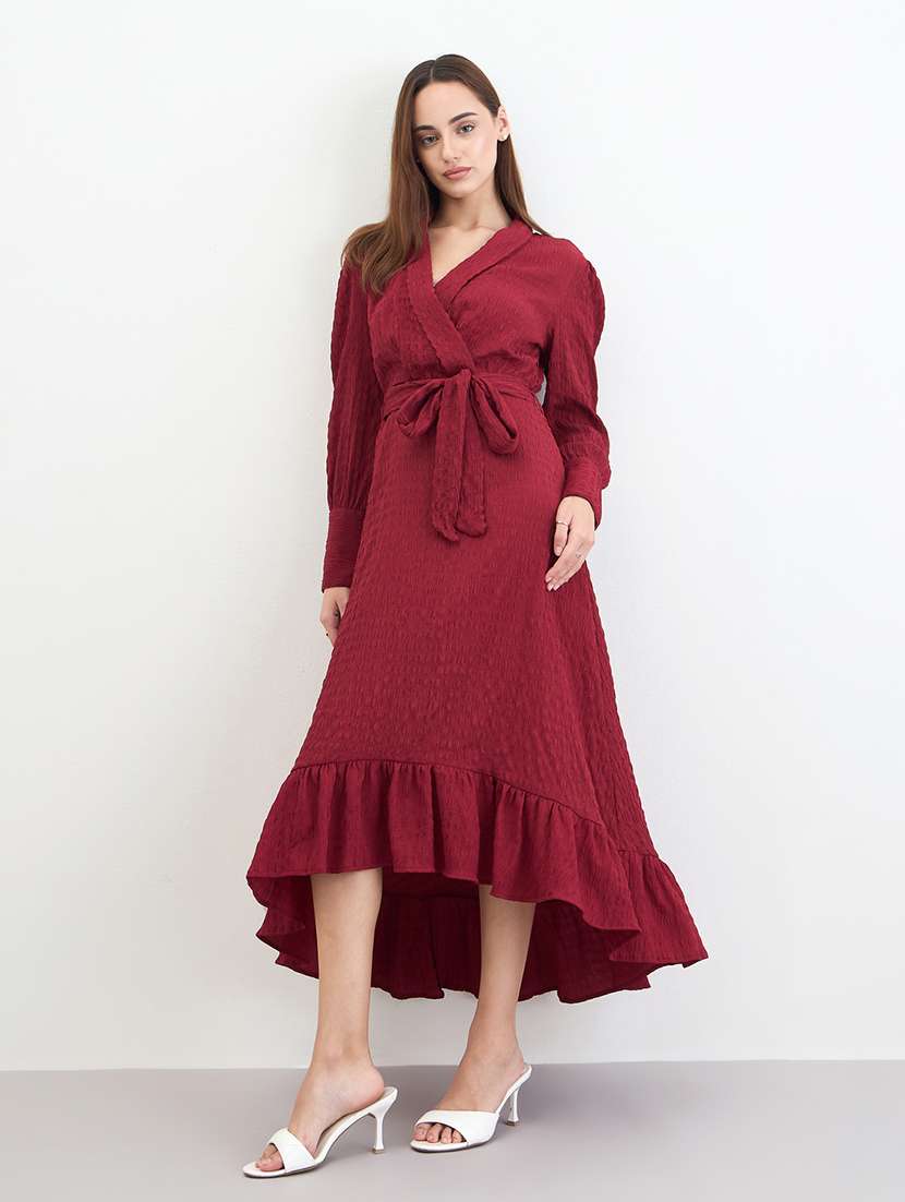 women self designed puff sleeve tiered dress - 22285805 -  Standard Image - 1