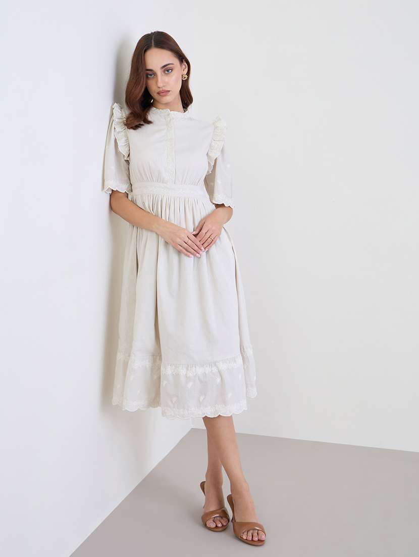 women embroidered puff sleeve tiered dress - 22285809 -  Standard Image - 1
