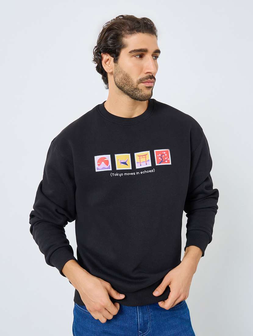 men printed long sleeve oversized sweatshirt - 22285835 -  Standard Image - 1