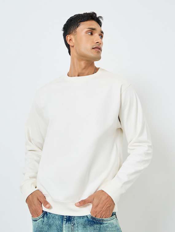 men solid long sleeve regular fit sweatshirt