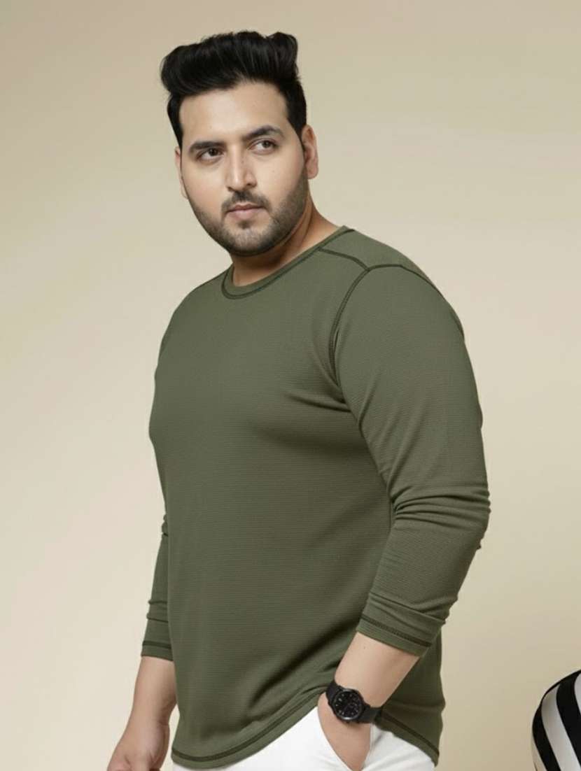 men solid round neck long sleeve t-shirt - 22285885 -  Standard Image - 1