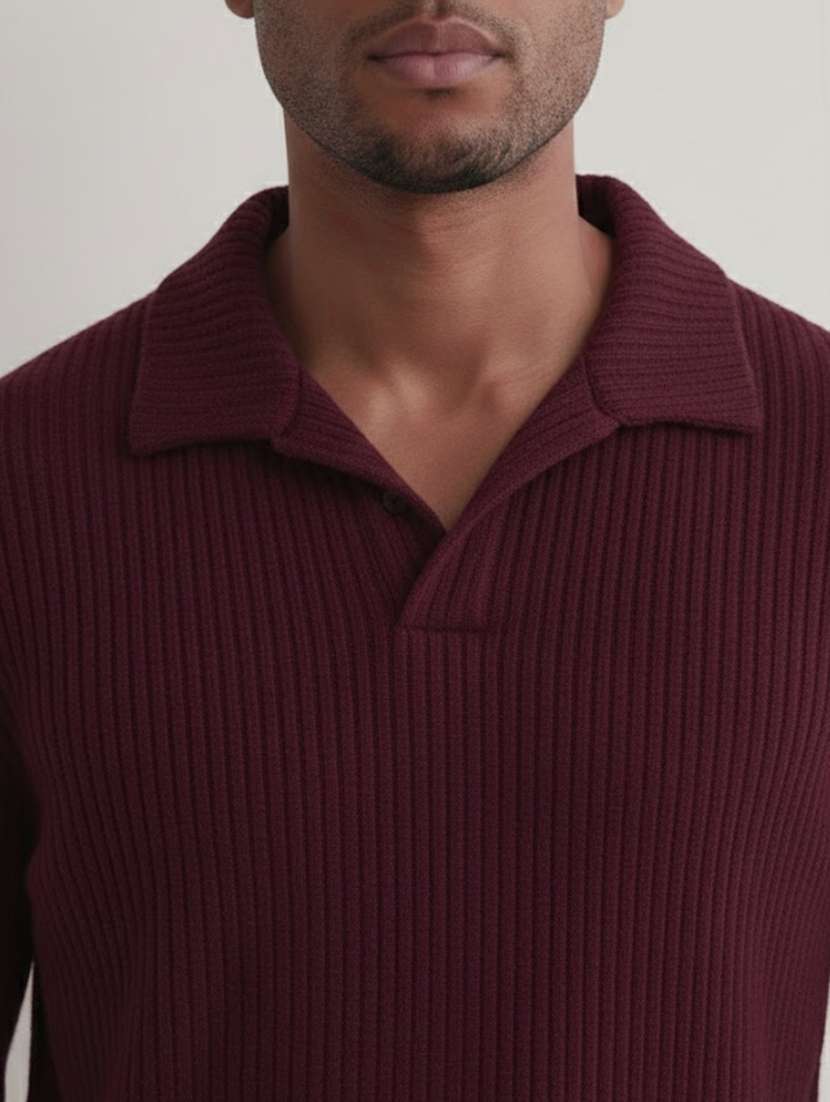 men solid long sleeve slim fit polo t-tshirt - 22285889 -  Standard Image - 4