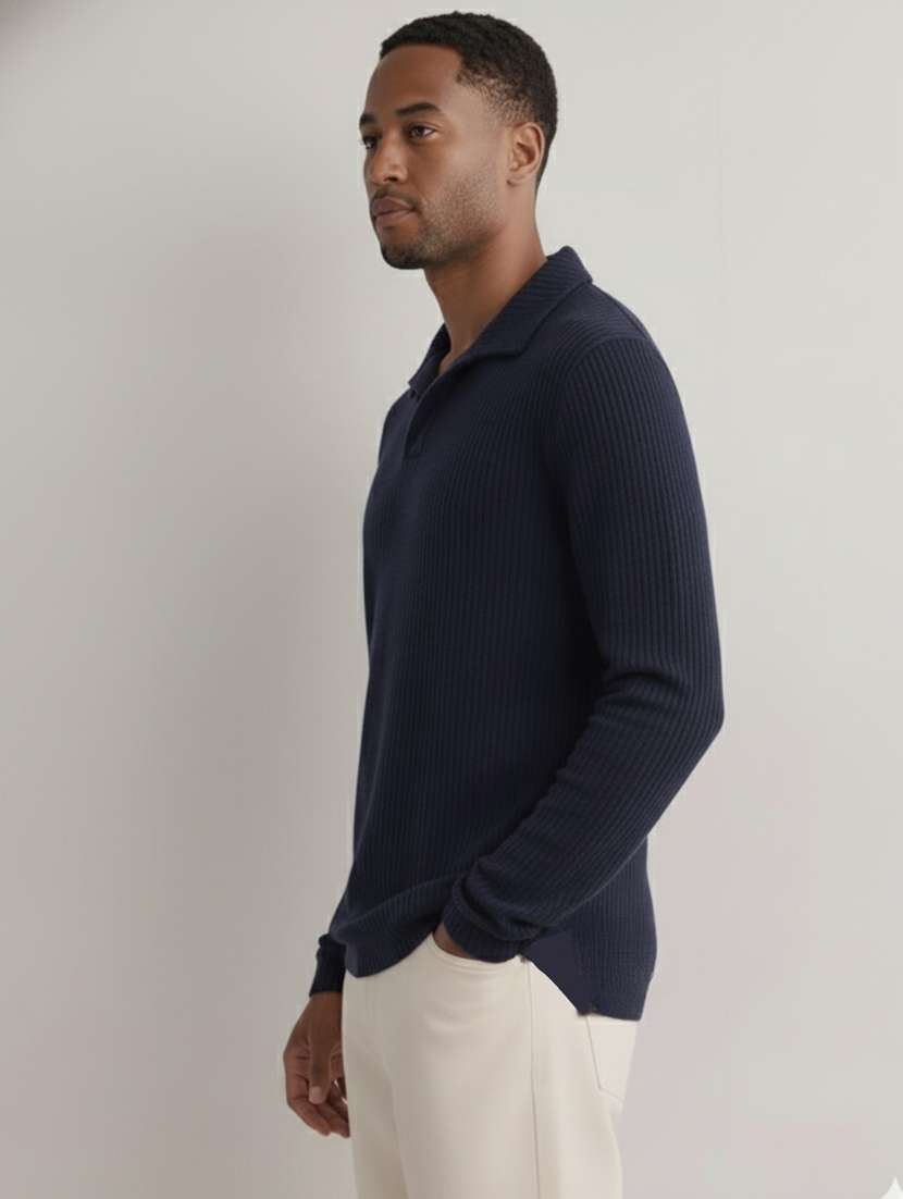 men solid long sleeve polo t-shirt - 22285891 -  Standard Image - 1