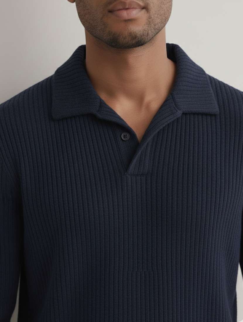 men solid long sleeve polo t-shirt - 22285891 -  Standard Image - 4