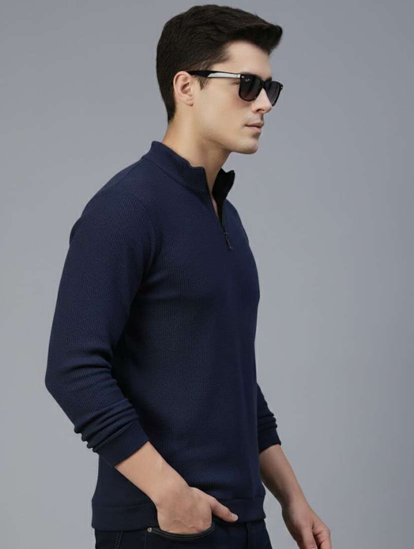 men solid stand collar long sleeve t-shirt - 22285897 -  Standard Image - 1