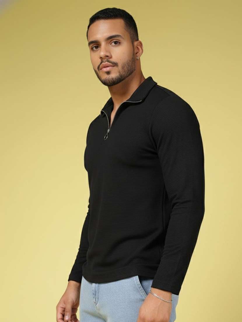 men solid stand collar long sleeve t-shirt - 22285899 -  Standard Image - 1