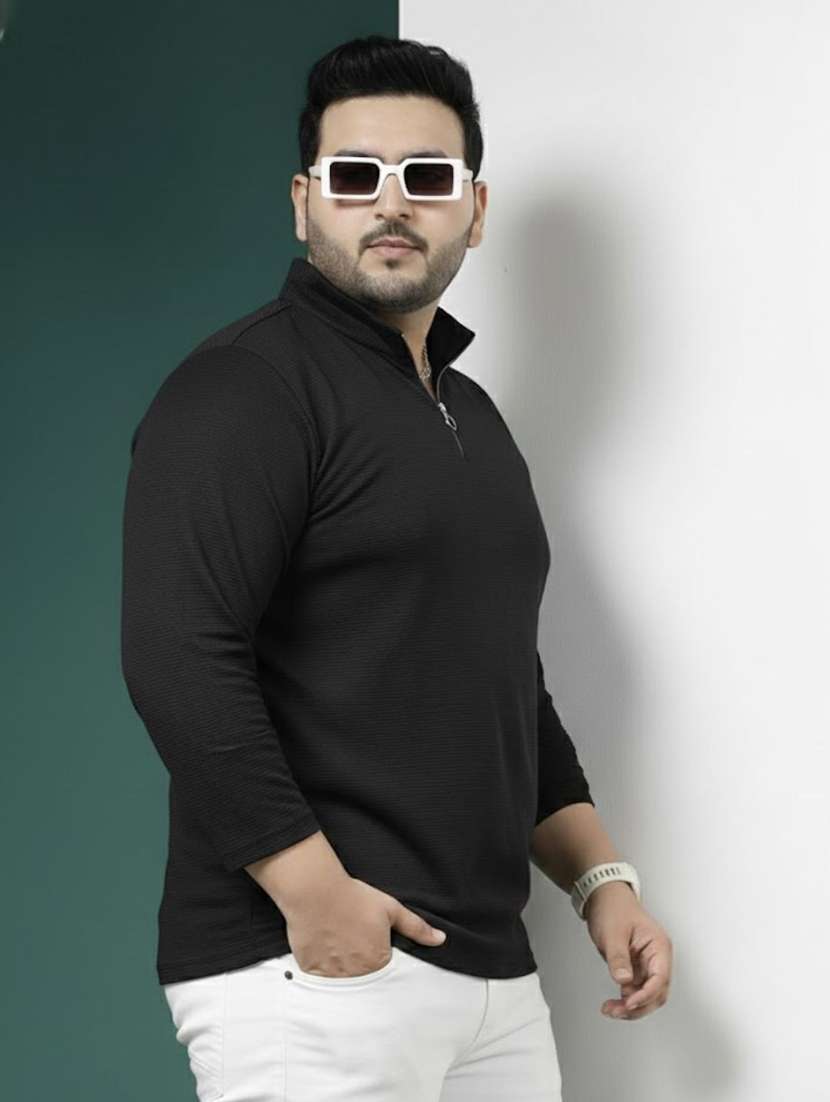 men solid stand collar long sleeve t-shirt - 22285900 -  Standard Image - 1