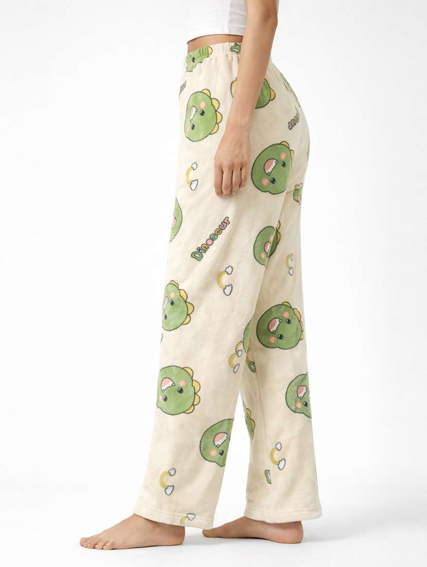 women printed mid rise fleece pajama - 22285925 -  Standard Image - 1