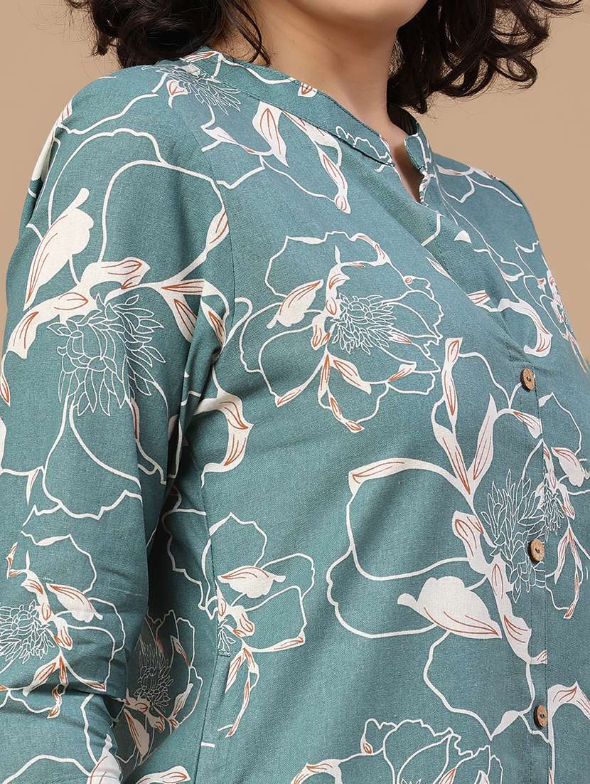 Women Printed Three Quarter Sleeves Straight Kurta - 22286152 -  Standard Image - 1