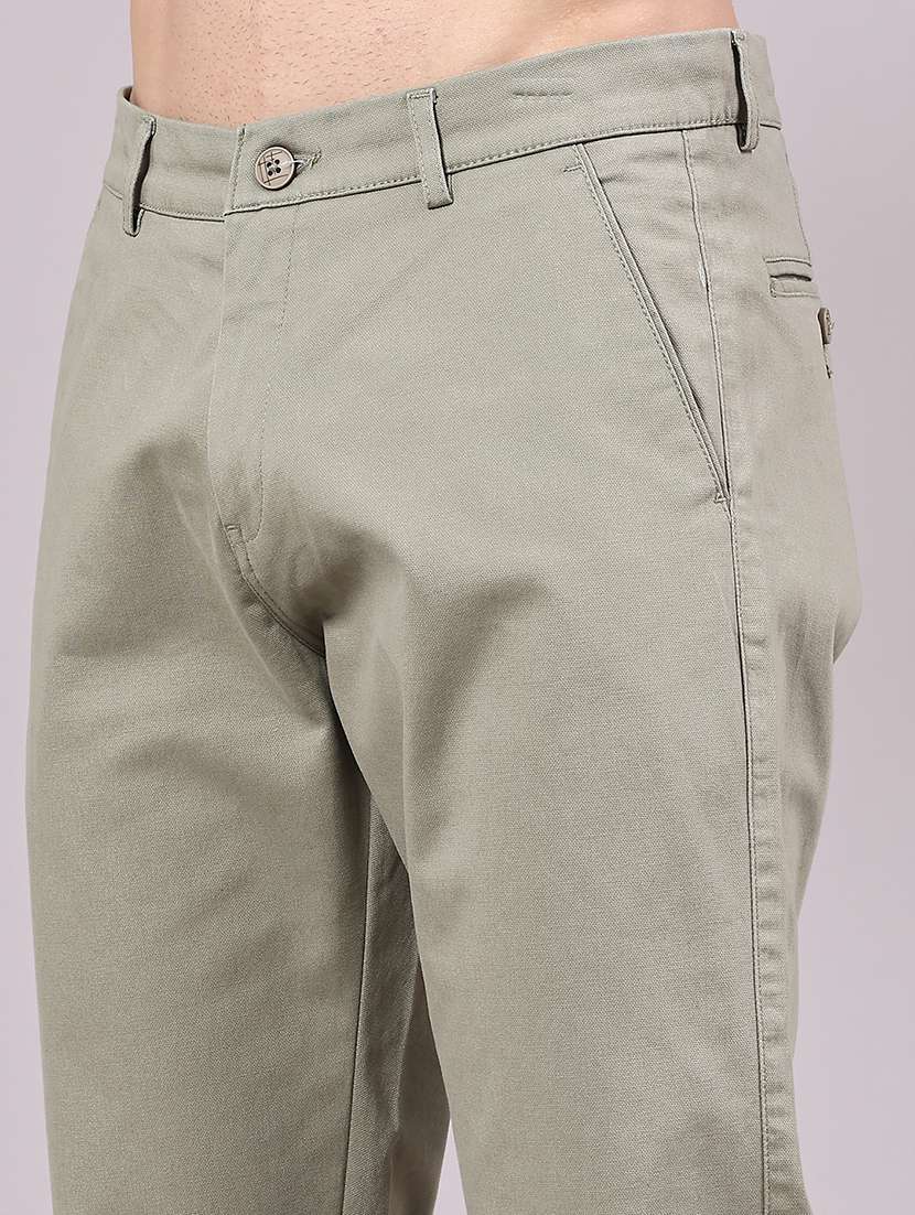 Men Solid Mid Rise Chinos Casual Trouser - 22286171 -  Standard Image - 1