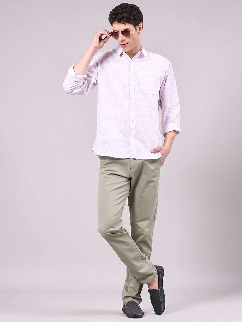 Men Solid Mid Rise Chinos Casual Trouser - 22286171 -  Standard Image - 4