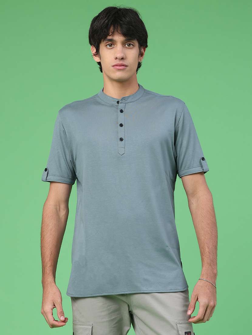 Men Solid Short Sleeve Regular Fit T-shirt - 22286190 -  Standard Image - 1
