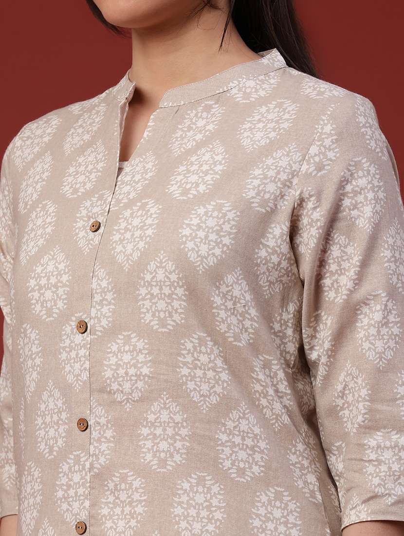 women printed three quarter sleeves a-line kurta - 22286254 -  Standard Image - 1