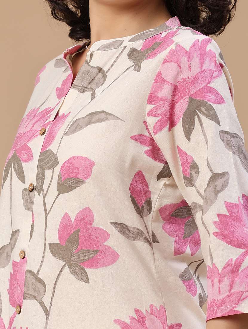 women printed three quarter sleeves a-line kurta - 22286256 -  Standard Image - 1