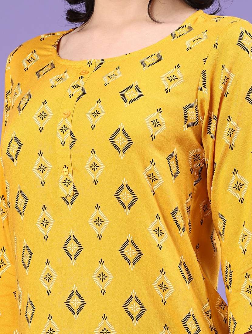 women printed three quarter sleeve straight kurta - 22286266 -  Standard Image - 1