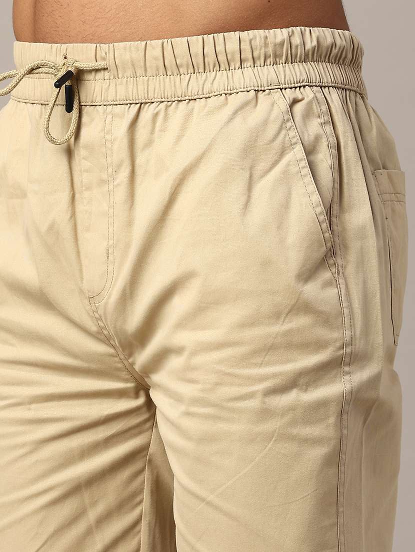 men beige cotton taped casual trouser - 22286398 -  Standard Image - 1