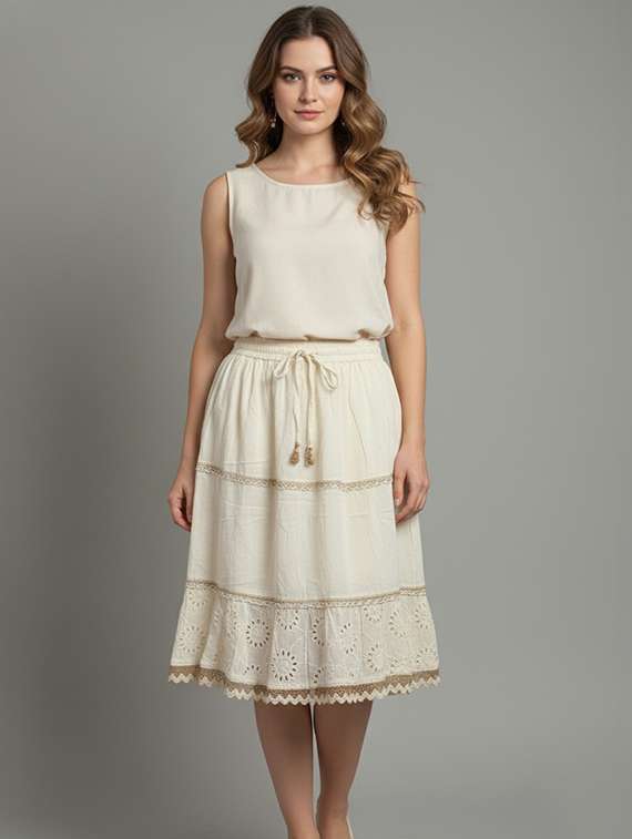 women self designed high rise tiered skirt