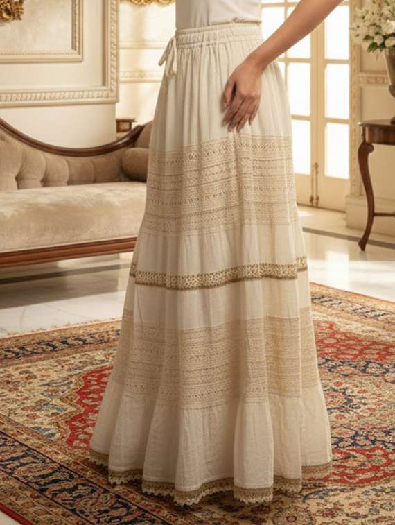 women self designed high rise tiered maxi skirt - 22286424 -  Standard Image - 1