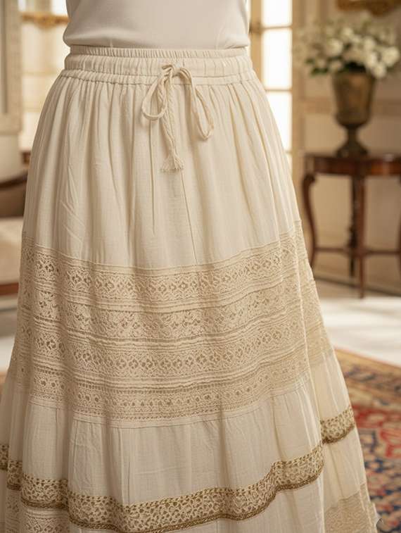 women self designed high rise tiered maxi skirt - 22286424 -  Standard Image - 4